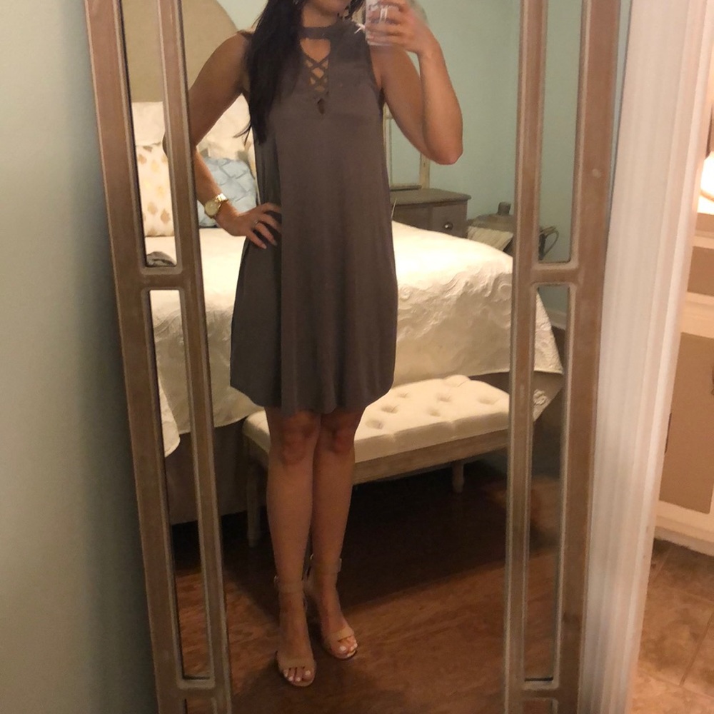 Taupe Boutique Swing Dress